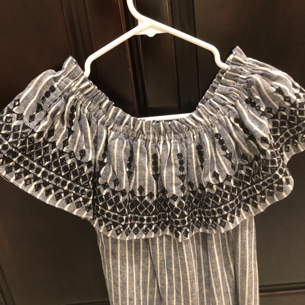 Parker Jeanette Off Shoulder Linen Striped Dress - Picture 5 of 8